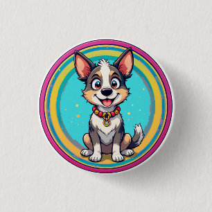Cheerful Cartoon Dog 3 Cm Round Badge