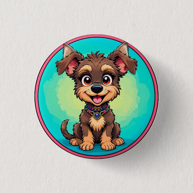 Cheerful Cartoon Dog 3 Cm Round Badge (Front)