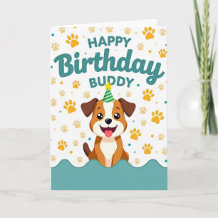 Cheerful Cartoon Dog Birthday Card