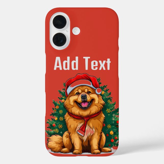 Cheerful Cartoon Dog in Santa Hat Case-Mate iPhone Case (Back)