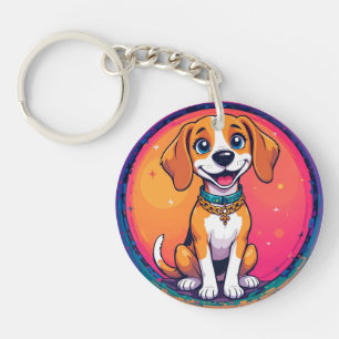 Cheerful Cartoon Dog Key Ring