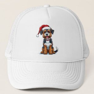 Cheerful Cartoon Dog Wearing a Santa Hat