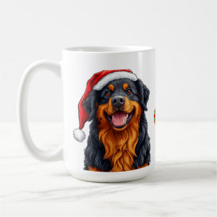 Cheerful Cartoon Dog Wearing a Santa Hat Coffee Mug