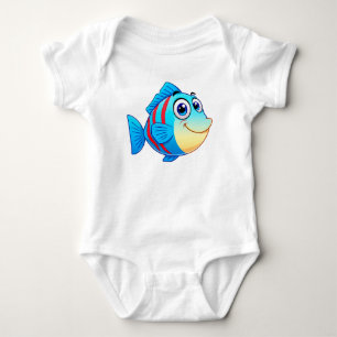 Cheerful Cartoon Fish with Bright Colours Baby Bodysuit