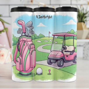 Cheerful Cartoon Golf Scene Thermal Tumbler