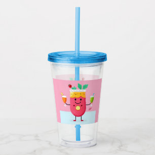 Cheerful Cartoon Juice Character Acrylic Tumbler