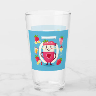 Cheerful Cartoon Juice Character Glass