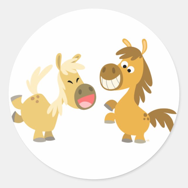 Cheerful Cartoon Ponies Sticker (Front)