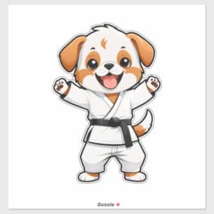 Cheerful Cartoon Puppy in Karate Gi
