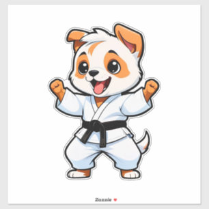Cheerful Cartoon Puppy in Karate Gi