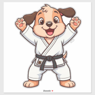 Cheerful Cartoon Puppy in Karate Gi