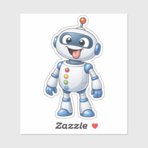 Cheerful Cartoon Robot Custom-Cut Vinyl Sticker