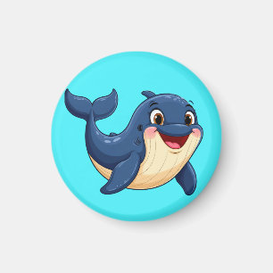 Cheerful Cartoon Whale Swimming Magnet
