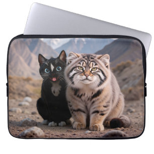 Cheerful Cat vs. Grumpy Cat – Humour Laptop Sleeve