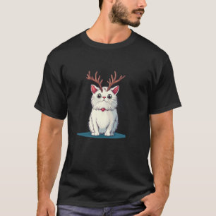 Cheerful Cat with Antlers for a Festive Touch T-Shirt