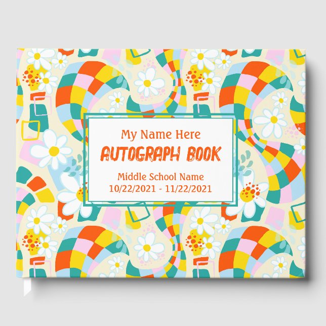 Cheerful Checks Personalised Lined Autograph Book (Front)