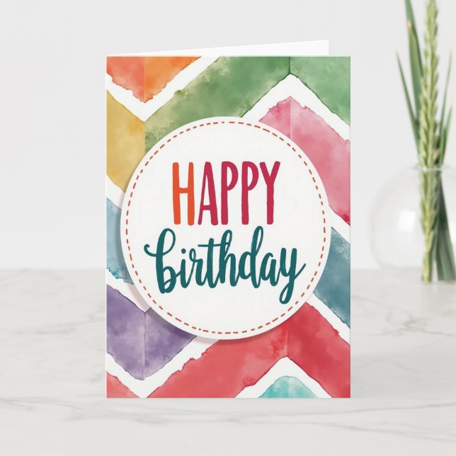 Cheerful Chevron Birthday Card (Front)