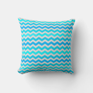 Cheerful Chevron Pattern in Blue and Aqua Cushion