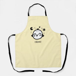 Cheerful Chick - Kawaii Bird Line Art" Apron