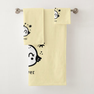 Cheerful Chick - Kawaii Bird Line Art" Bath Towel Set