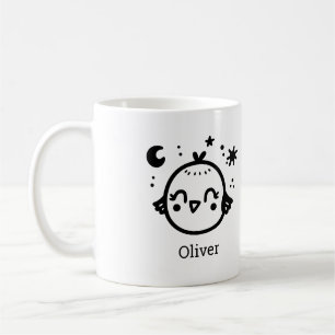 Cheerful Chick - Kawaii Bird Line Art" Coffee Mug