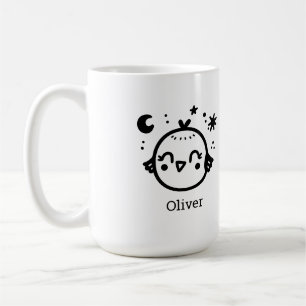 Cheerful Chick - Kawaii Bird Line Art" Coffee Mug