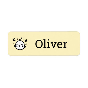 Cheerful Chick - Kawaii Bird Line Art" Return Address Label