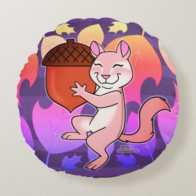 Cheerful Chipmunk - Round Cushion (Front)