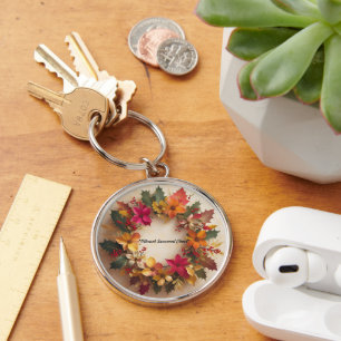 "Cheerful Christmas Bloom" Key Ring