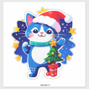 Cheerful Christmas Cat Winter Holiday Theme