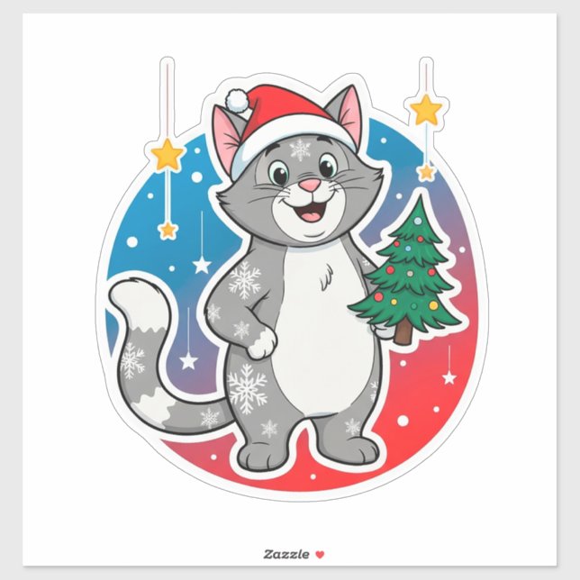 Cheerful Christmas Cat Winter Holiday Theme (Sheet)