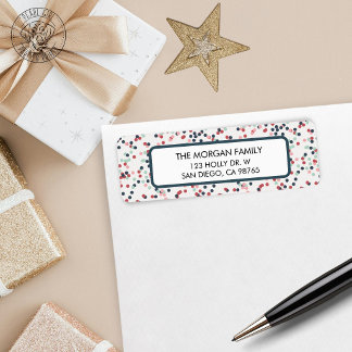 Cheerful Christmas Confetti Return Address Label