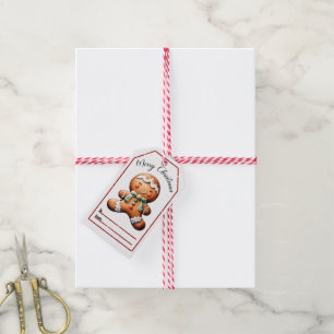 Cheerful Christmas gingerbread tag for gifting joy