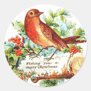 Cheerful Christmas Greetings Classic Round Sticker