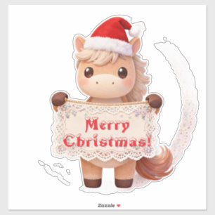 Cheerful Christmas Horse with banner
