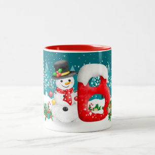 Cheerful Christmas Initial Letter Monogram Mug