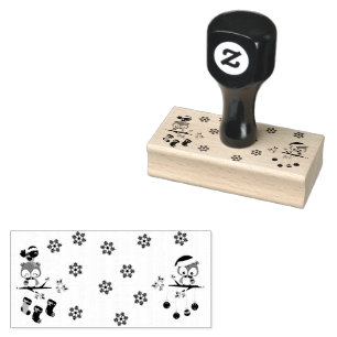 Cheerful Christmas Owls with Friendly Bird Rubber Stamp