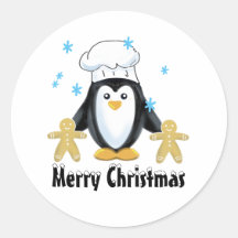 Cheerful Christmas penguin Holiday sticker