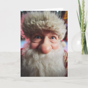 Cheerful Close-Up Christmas Santa Holiday Card