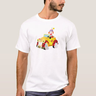 cheerful clown drives a whimsical yellow car T-Shirt