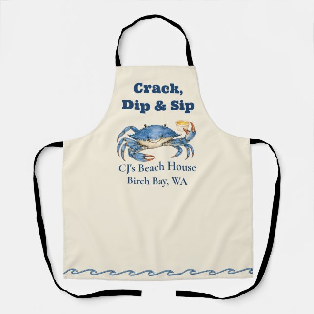 Cheerful Coastal Blue Crab Apron (Front)