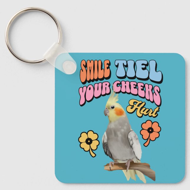 Cheerful Cockatiel Parrot  Key Ring (Front)