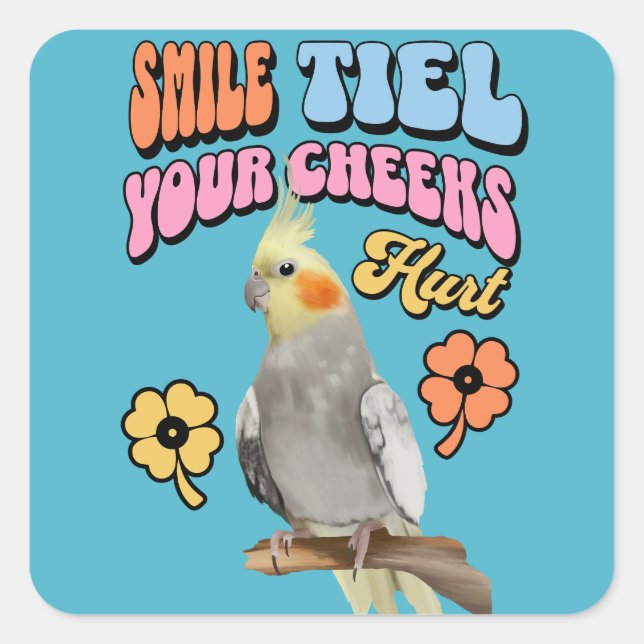 Cheerful Cockatiel Parrot  Square Sticker (Front)
