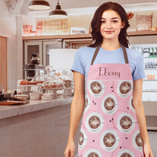 Cheerful coffee time pink apron