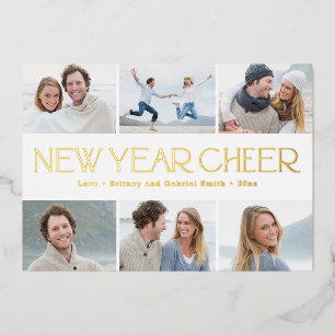 Cheerful Collage FOIL Happy New Year Photo Card