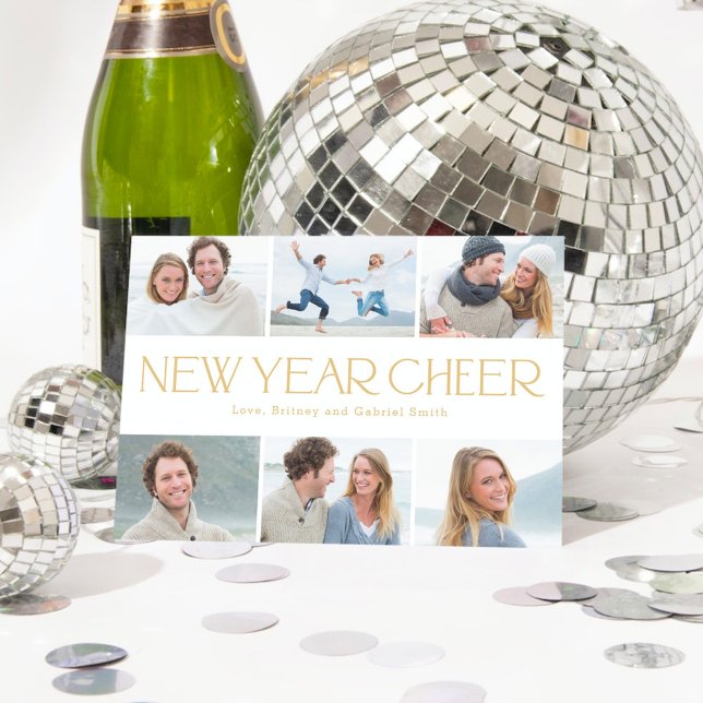 Cheerful Collage Happy New Year Photo Card (Creator Uploaded)