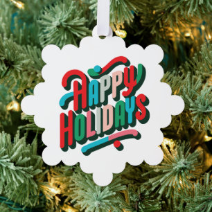 Cheerful Colorful Typographic Happy Holidays Tree Decoration Card