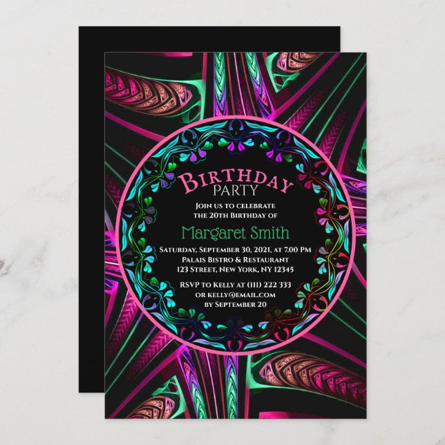 Cheerful Colourful Art Birthday Party Invitation (Front/Back)
