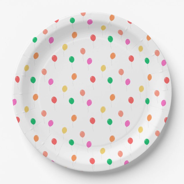 Cheerful colourful balloon birthday paper plate (Front)