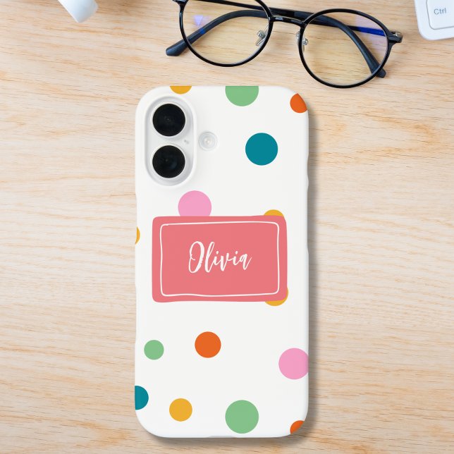 Cheerful Colourful Dots Personalised Case-Mate iPhone Case (Creator Uploaded)